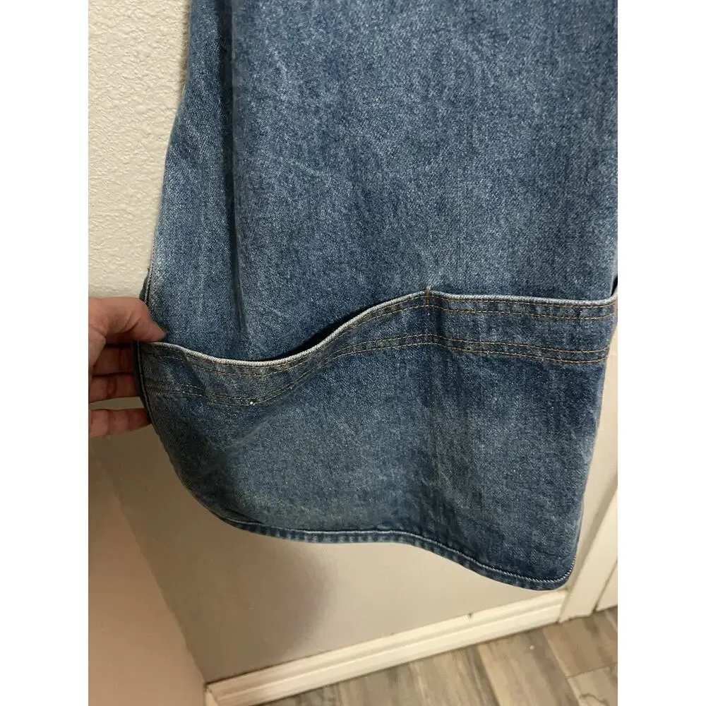 Vintage TYCA Denim Apron Embossed FD Bull Horn Logo Made in USA Workwear BBQ